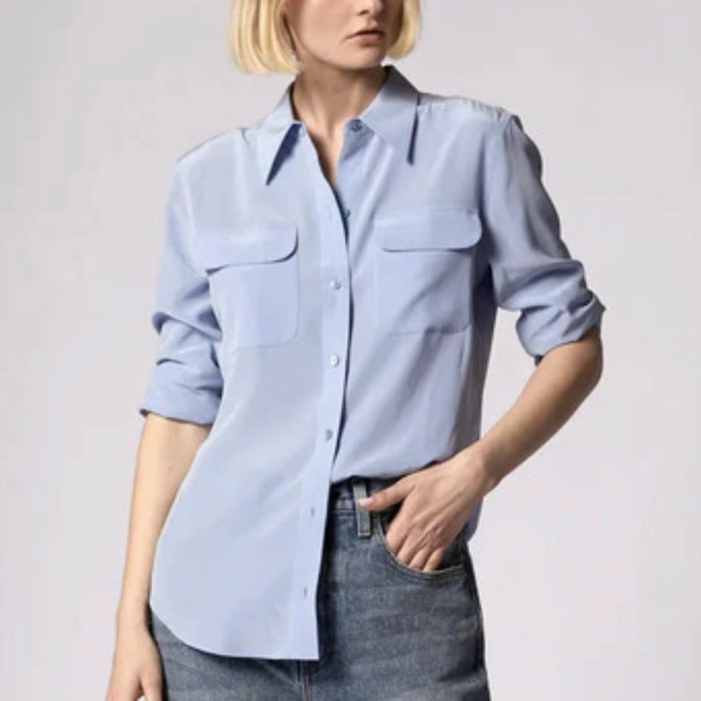 Equipment Pale Blue Silk Button-Down Shirt
